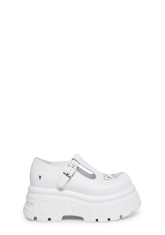 Sour Platform Mary Janes - White