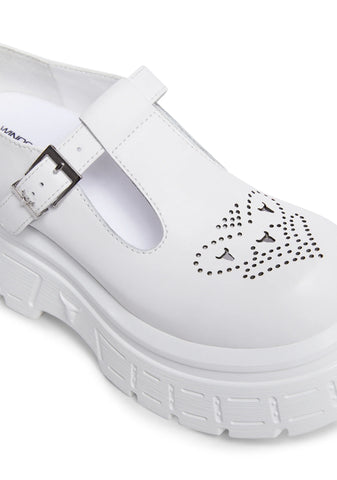Sour Platform Mary Janes - White