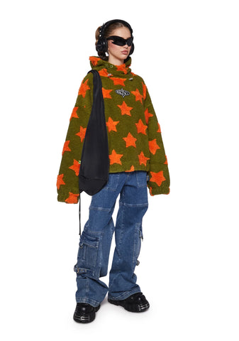 Star Borg Oversized Hoodie - Orange Moss