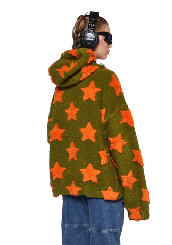 Star Borg Oversized Hoodie - Orange Moss