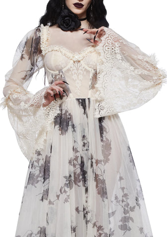 Dance With Death Maxi Dress - Ivory Floral