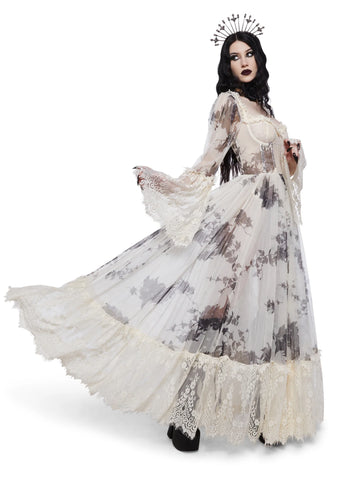 Dance With Death Maxi Dress - Ivory Floral