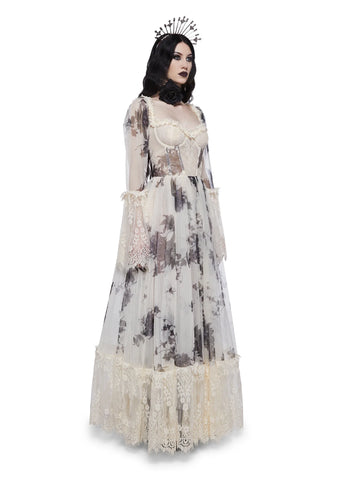 Dance With Death Maxi Dress - Ivory Floral