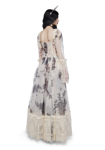 Dance With Death Maxi Dress - Ivory Floral