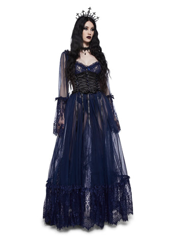 Dance With Death Maxi Dress - Navy