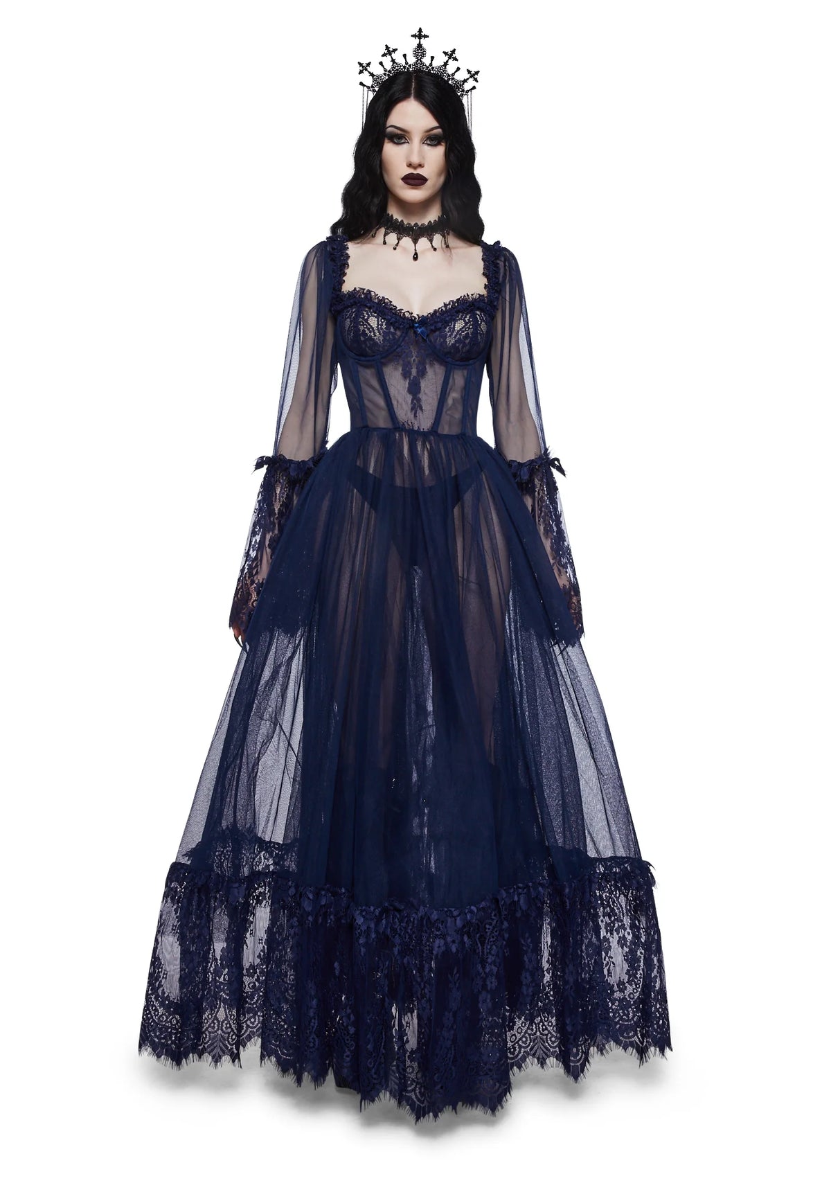 Dance With Death Maxi Dress - Navy
