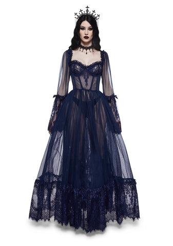 Dance With Death Maxi Dress - Navy