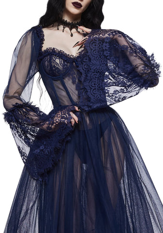 Dance With Death Maxi Dress - Navy