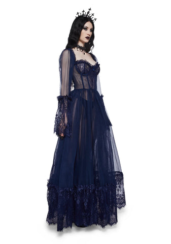 Dance With Death Maxi Dress - Navy