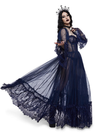 Dance With Death Maxi Dress - Navy