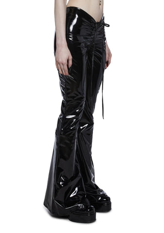 Ominous Whispers V-Cut Flared Pants - Vinyl