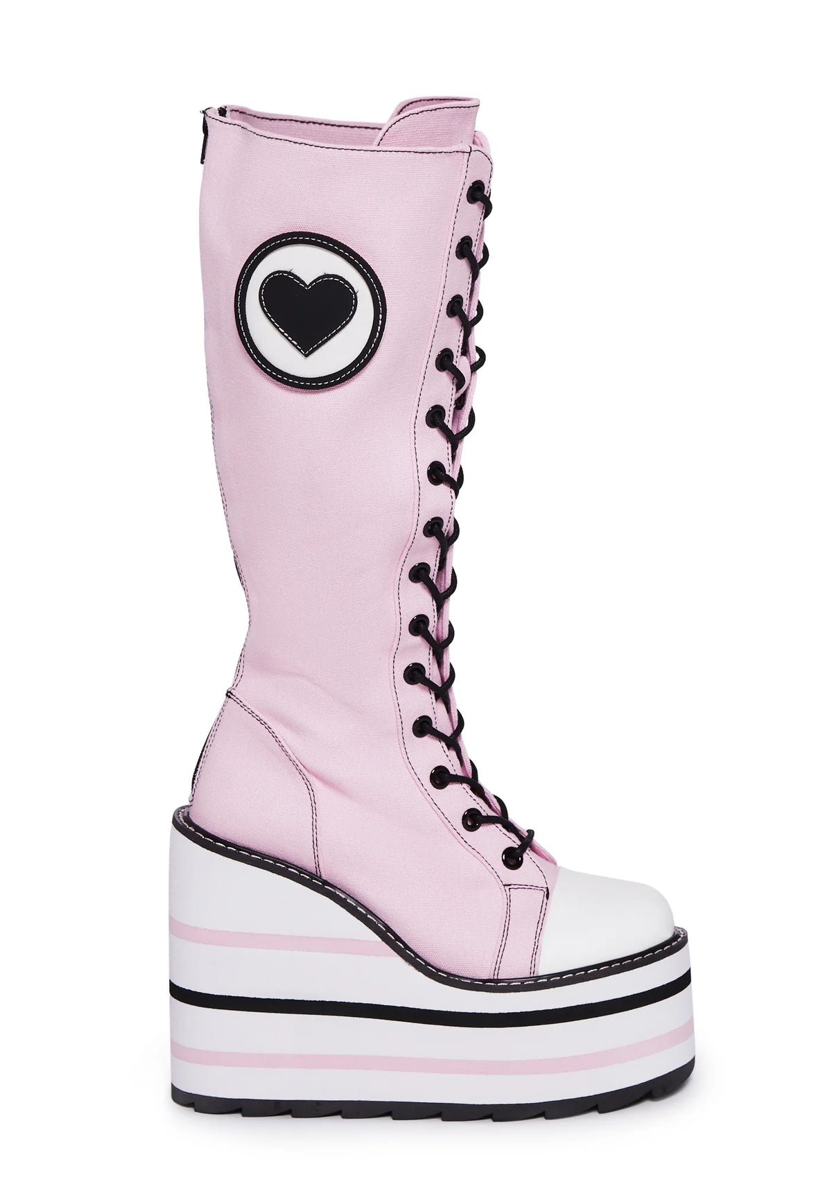 Detention Bondage Platform Boots - Pink/White