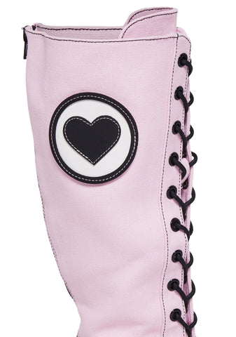 Detention Bondage Platform Boots - Pink/White