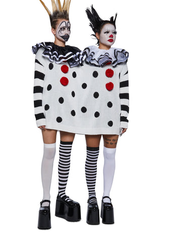 Clown Trouble Knit Sweater Set - Black/White