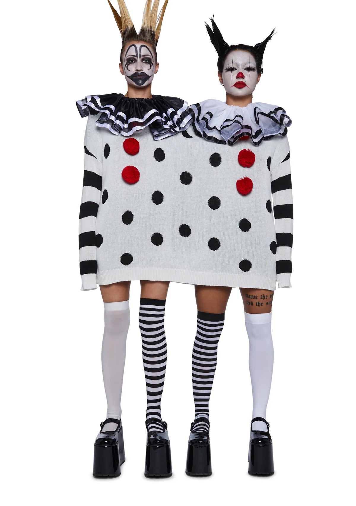 Clown Trouble Knit Sweater Set - Black/White