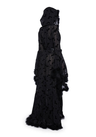 Witch You Were Here Marabou Robe - Black
