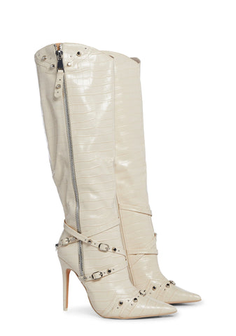 Worthy Knee High Boots - Off White