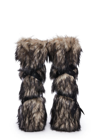 Wild Instincts Faux Fur Boots - Off White