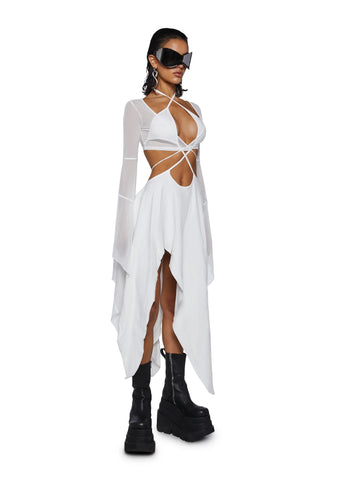 Echo Asymmetrical Mesh Wrap Dress