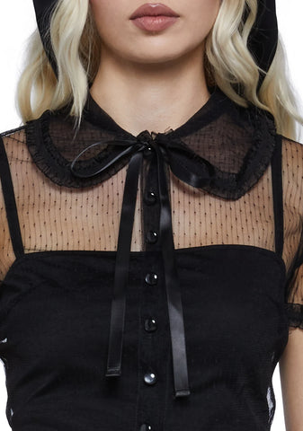 Delicate Interlude Sheer Blouse - Black