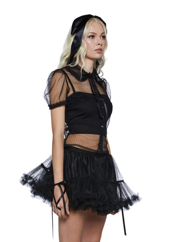 Delicate Interlude Sheer Blouse - Black