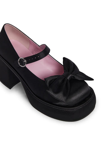 Bashful Bozo Platform Mary Janes - Black