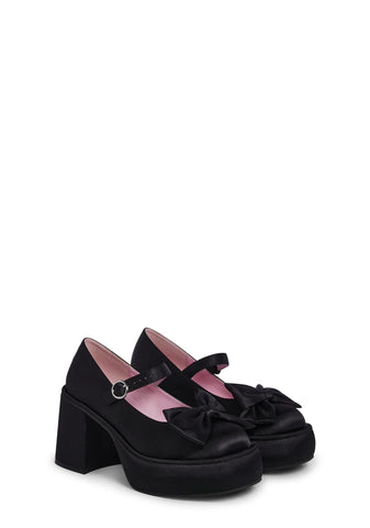 Bashful Bozo Platform Mary Janes - Black