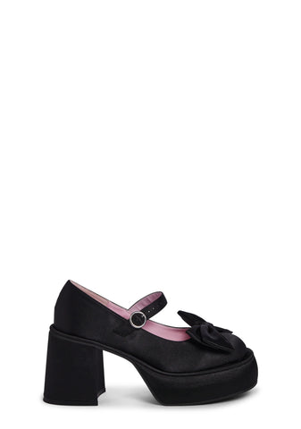 Bashful Bozo Platform Mary Janes - Black