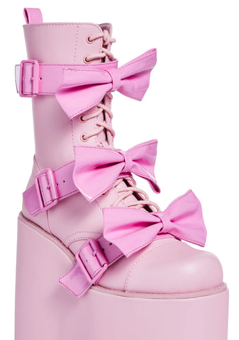 Big Bow Traitor Boots - Pink