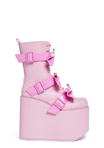 Big Bow Traitor Boots - Pink