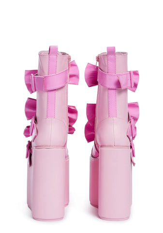 Big Bow Traitor Boots - Pink