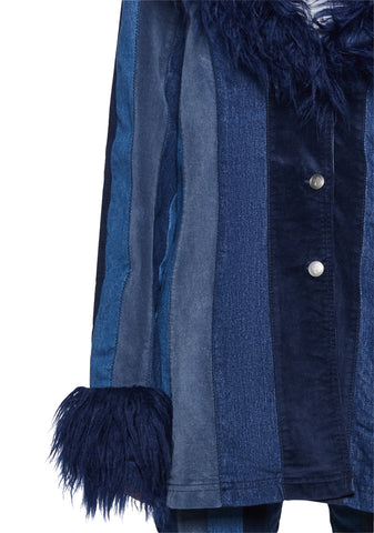 The Peace Train Faux Fur Jacket - Blue
