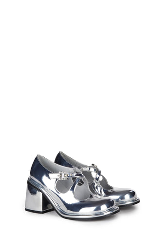 Total Vengeance Mary Janes - Silver