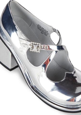 Total Vengeance Mary Janes - Silver
