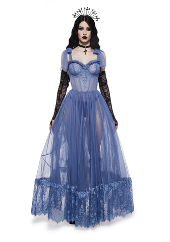 Dance With Death Sleeveless Maxi Dress - Light Blue