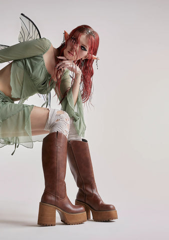 Mystery Crush Western Boots - Brown