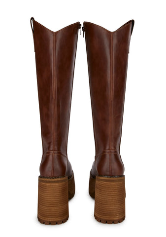 Mystery Crush Western Boots - Brown