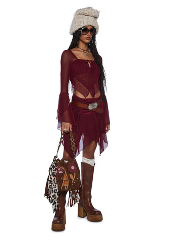 Wild Attraction Mesh Top- Red