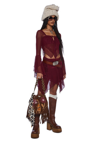 Wild Attraction Mesh Mini Skirt- Red