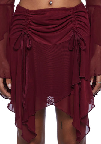Wild Attraction Mesh Mini Skirt- Red
