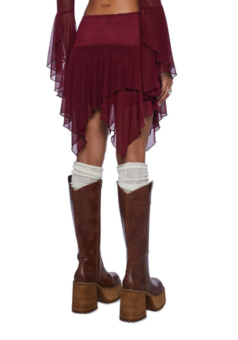 Wild Attraction Mesh Mini Skirt- Red