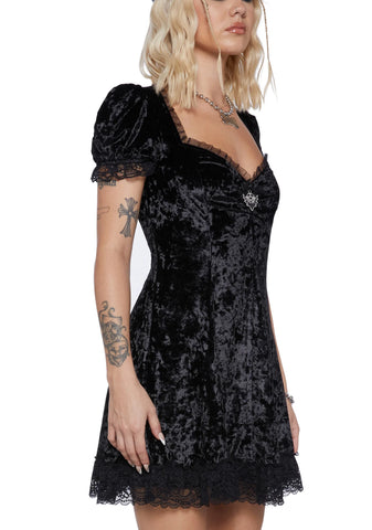 Sweeter Than Midnight Velvet Dress - Black