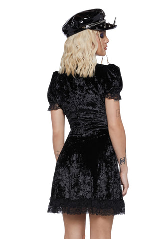 Sweeter Than Midnight Velvet Dress - Black