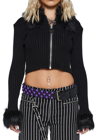 Imaginary Joy Cropped Cardigan - Black