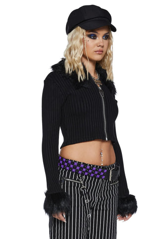 Imaginary Joy Cropped Cardigan - Black