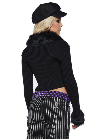 Imaginary Joy Cropped Cardigan - Black