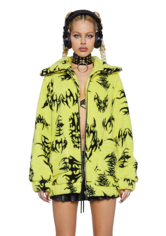 Ciphered Up Sherpa Jacket - Green