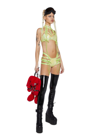 Rude Awakening Harness Bra Top - Green