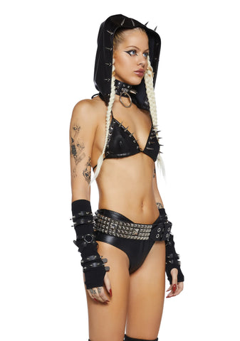 Jagged Kisses Hooded Bra Top