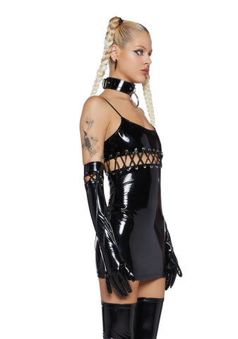 Libido Reboot Bodycon Dress And Glove Set- Black